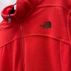 The North Face Fleece Jacket Womens Large Red Orange Full Zip Soft Outdoor